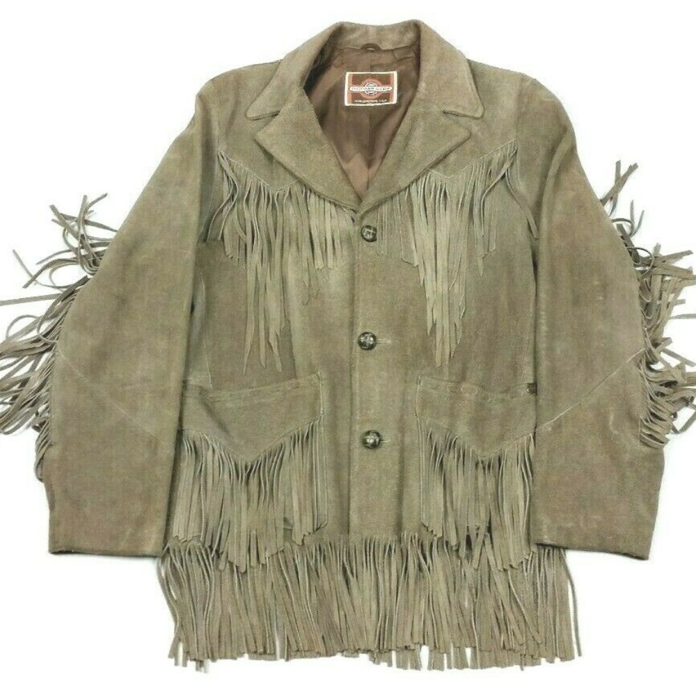 Pioneer Wear Suede Leather Fringe Western Jacket